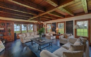 Family Room with Beamed Ceiling - Country homes for sale and luxury real estate including horse farms and property in the Caledon and King City areas near Toronto