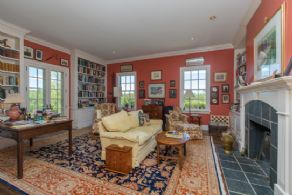 Library with Fireplace & Walk-out to Covered Verandah - Country homes for sale and luxury real estate including horse farms and property in the Caledon and King City areas near Toronto