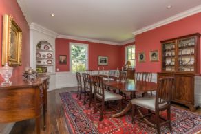 Dining Room with Wainscotting & Built-in Corner Cabinet - Country homes for sale and luxury real estate including horse farms and property in the Caledon and King City areas near Toronto