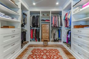 Master walk-in closet - Country homes for sale and luxury real estate including horse farms and property in the Caledon and King City areas near Toronto