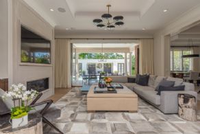 Family Room with Sliding Glass Wall - Country homes for sale and luxury real estate including horse farms and property in the Caledon and King City areas near Toronto
