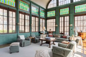 Family Room opens onto Stone Terrace - Country homes for sale and luxury real estate including horse farms and property in the Caledon and King City areas near Toronto