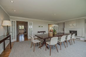 Dining room with fireplace - Country homes for sale and luxury real estate including horse farms and property in the Caledon and King City areas near Toronto