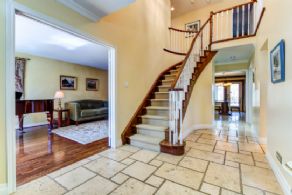 Foyer with Travertine Stone Flooring - Country homes for sale and luxury real estate including horse farms and property in the Caledon and King City areas near Toronto
