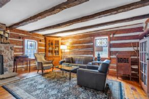 Exposed Cabin Living Room - Country homes for sale and luxury real estate including horse farms and property in the Caledon and King City areas near Toronto