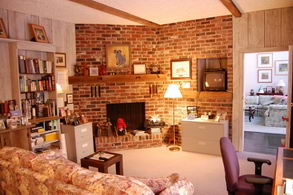 Office with antique brick fireplace - Country homes for sale and luxury real estate including horse farms and property in the Caledon and King City areas near Toronto